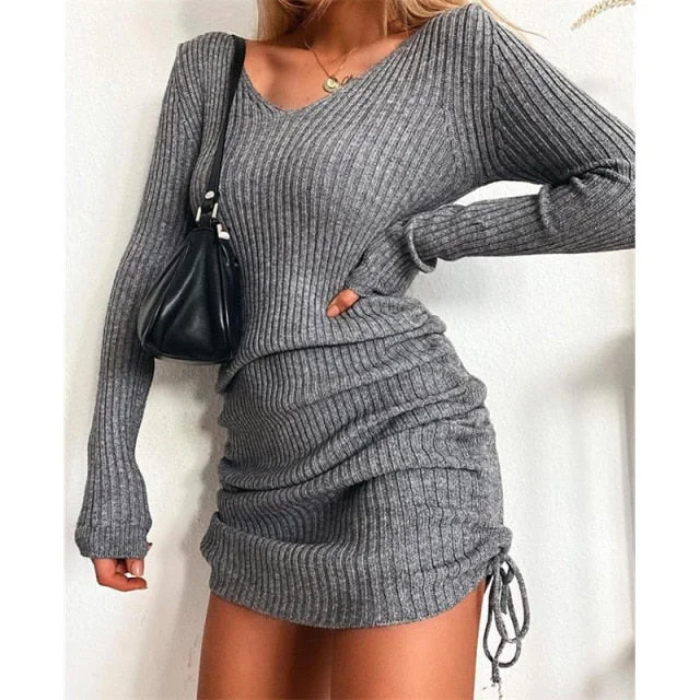 Elegant Fashion V-Neck Long Sleeve Party Dresses