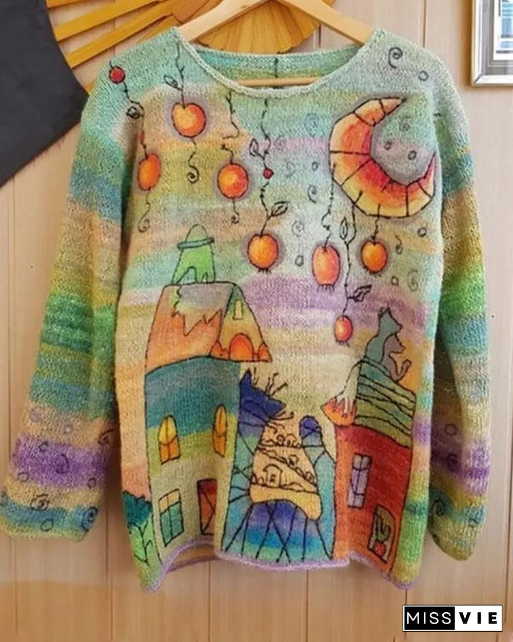 Plus Size Casual Crew Neck Long Sleeve Sweater