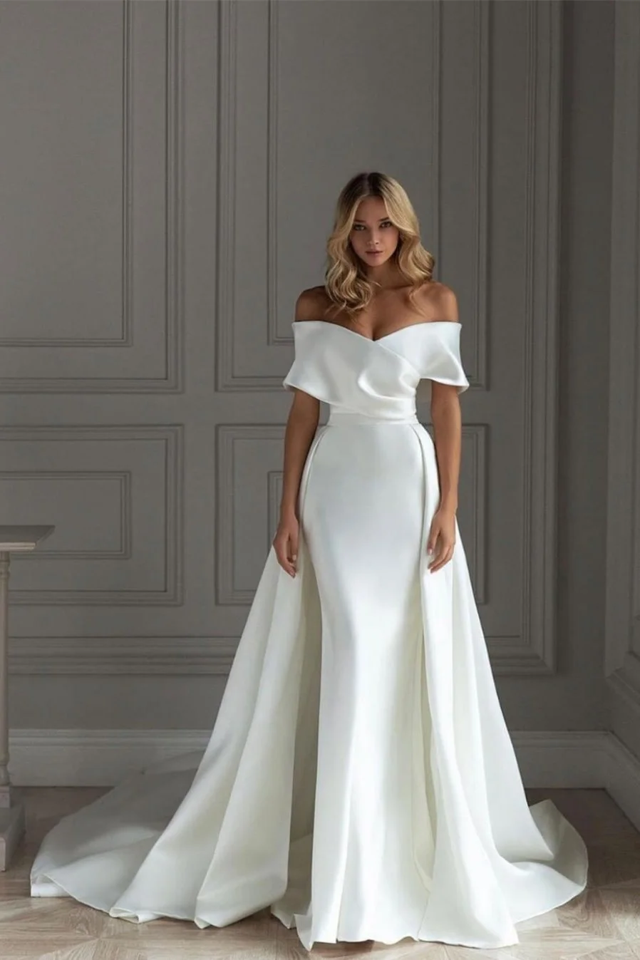 Oknass Off the Shoulder Strapless Sleeveless Long Prom Dress With Ruffles