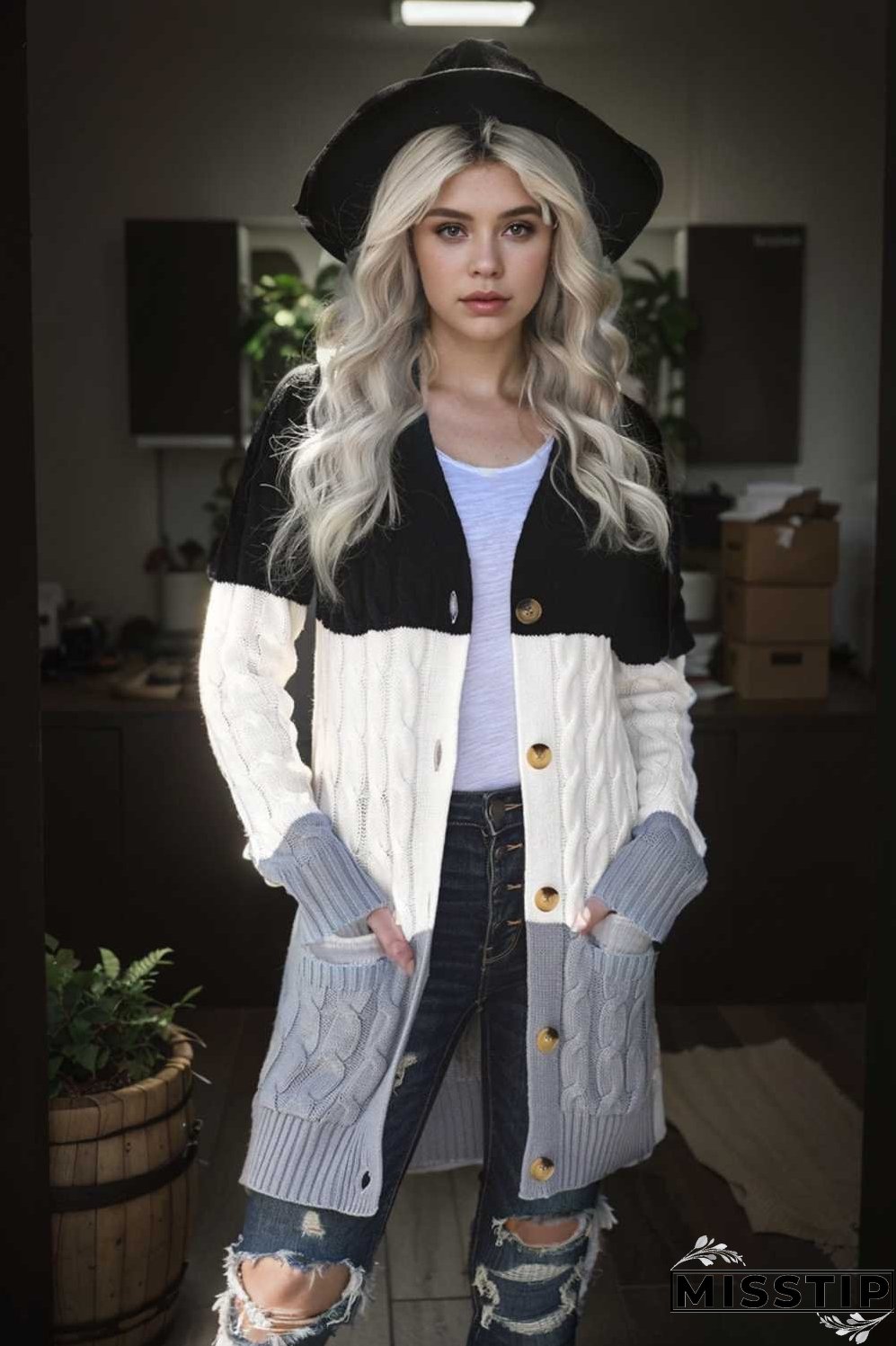 cozy cable knit button front long sleeve cardigan