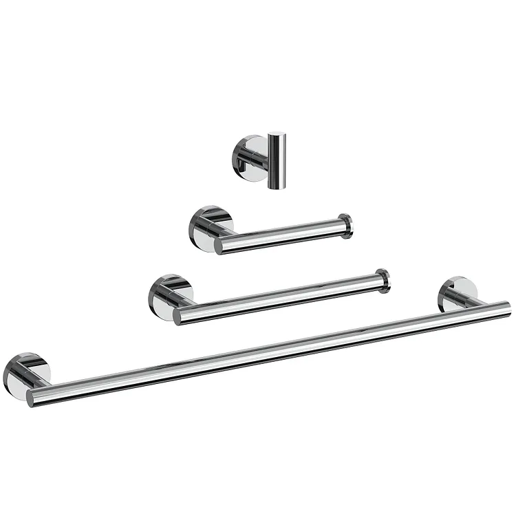 EVERSTEIN 4-Piece Modern Bathroom Towel Rack Set in Polished Chrome