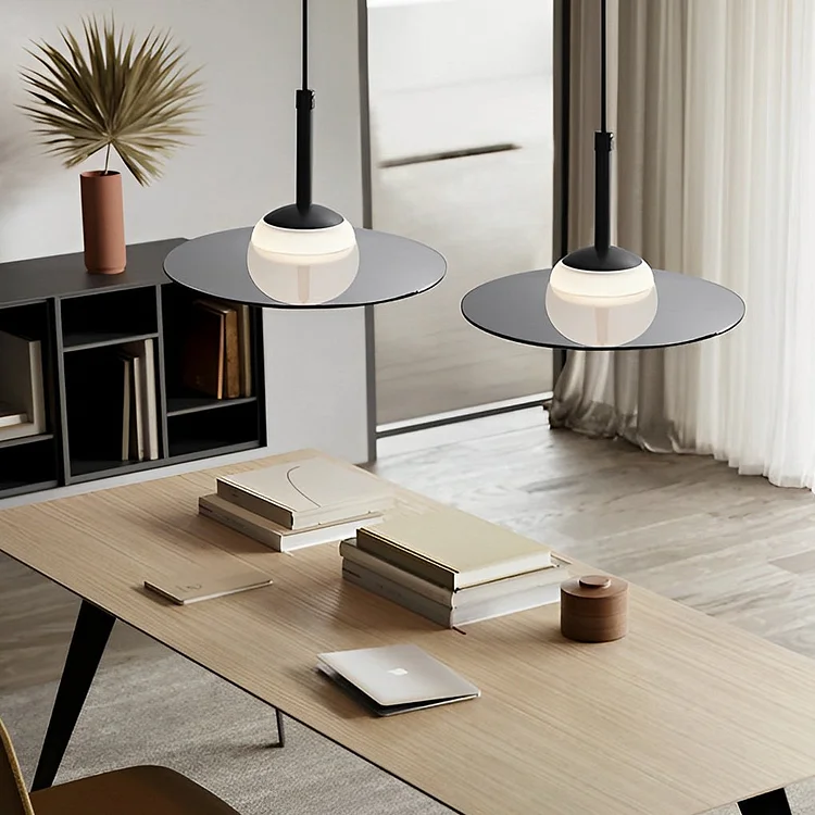 Minimalist Glass UFO LED Black Nordic Chandelier Kitchen Pendant Lighting - Appledas