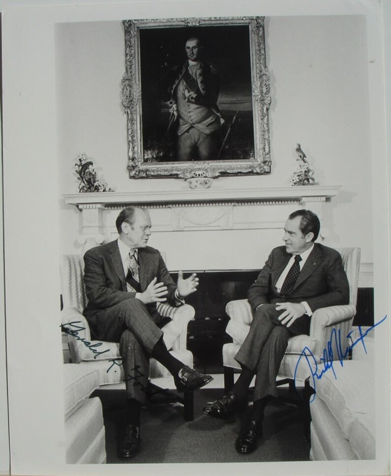 RICHARD NIXON And Gerald FORD Autographed Photo Poster painting U.S. Presidents wcoa