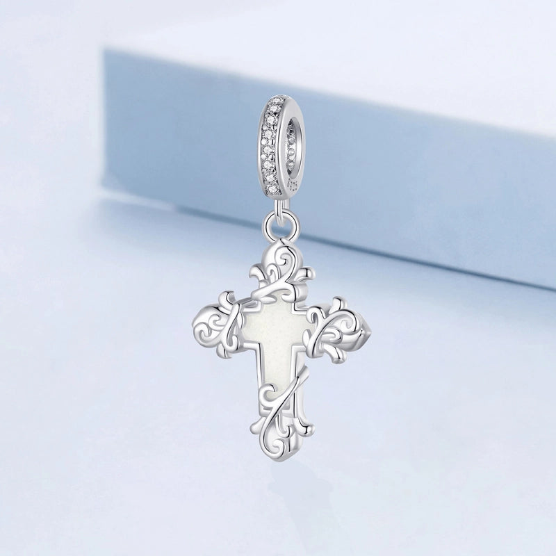 1 Piece 28*15mm 925 Sterling Silver Zircon Cross Pendant Beads Jewelry Accessories