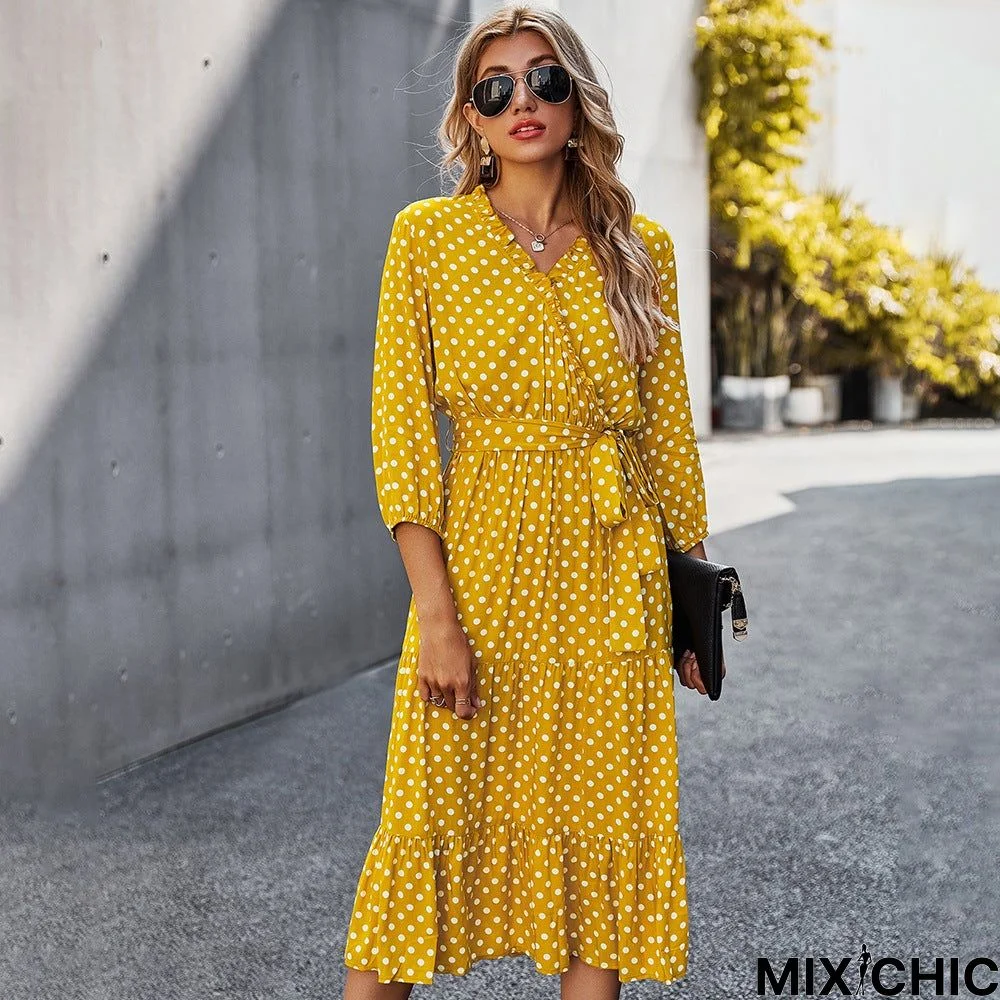 Women's Spring and Summer Classic Polka Dot Print Dress Women