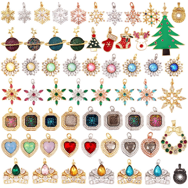 1 Piece Copper Geometric Heart Shape Snowflake Pendant Jewelry Accessories