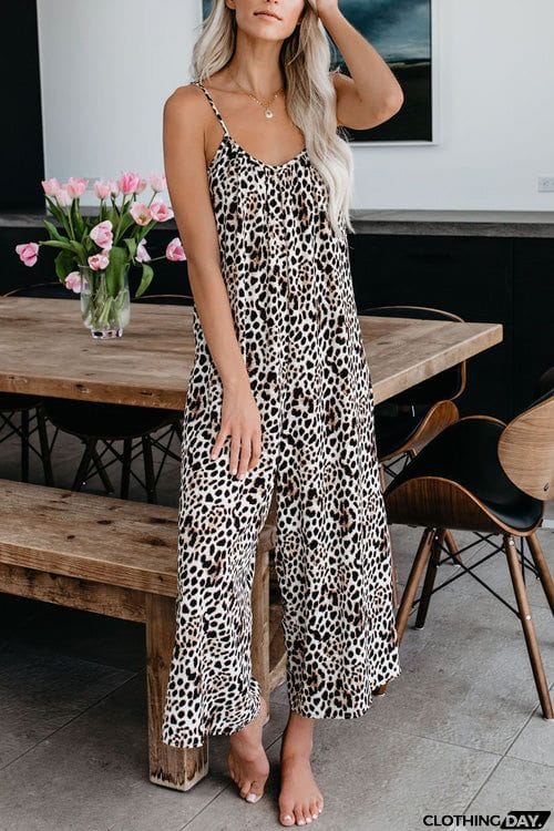 Chic Printed Sling  Backless Jumpsuit