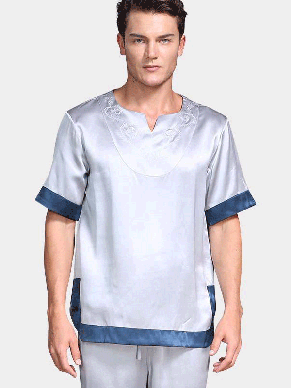22 Momme High Quality Short Pajamas Set For Men-Luxury Silk Life