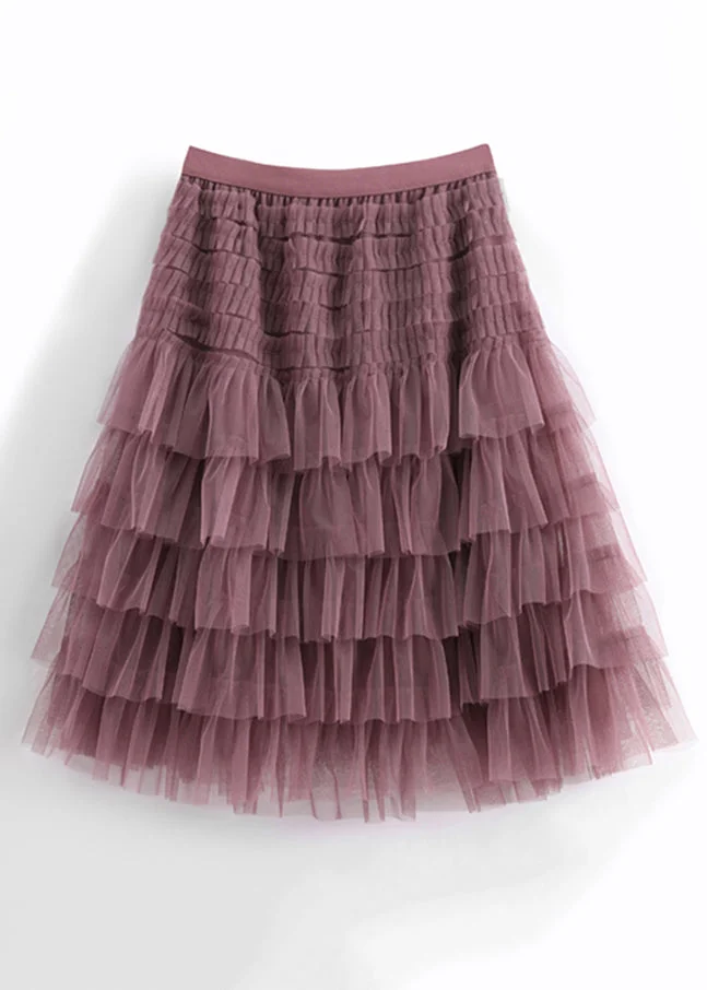 Modern Black Wrinkled Elastic Waist Tulle Skirt Summer main image 0