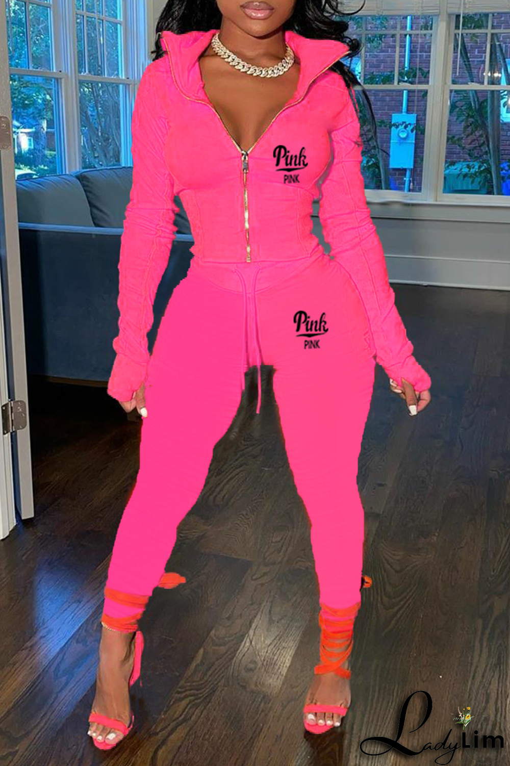 Red Fashion Print Patchwork Turndown Collar Long Sleeve Two Pieces