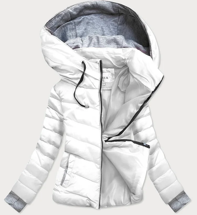 Women's Short Winter Hooded Jacket White