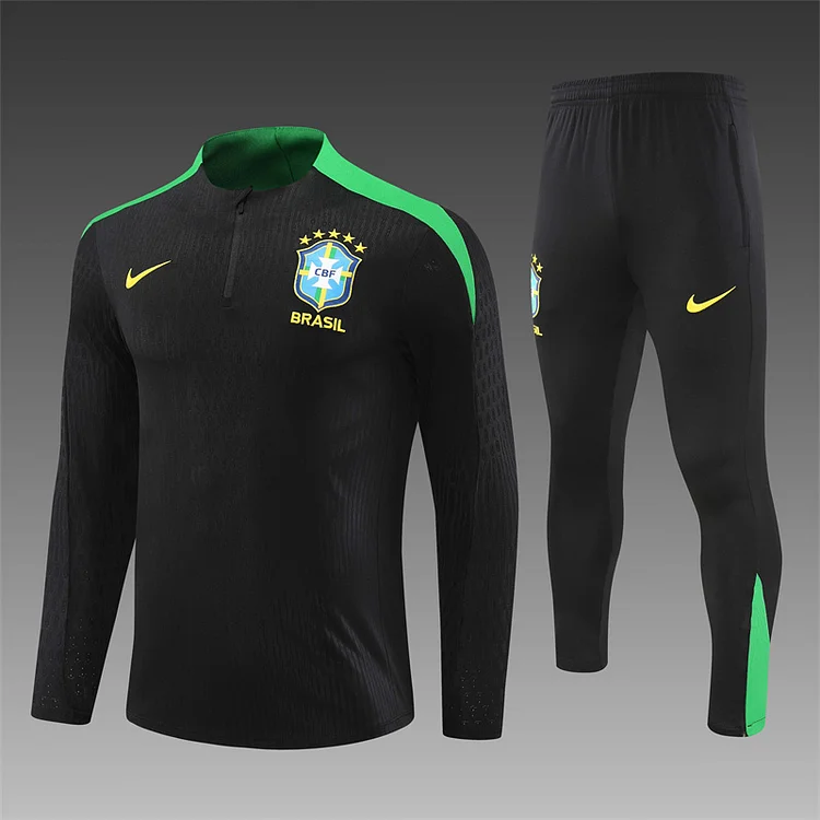 2024-25 Brazil black half-zip training jersey
