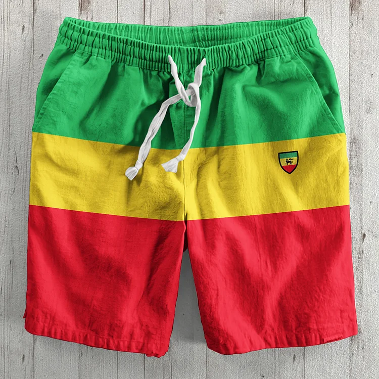 Men's Reggae Lion Art Print Casual Sports Shorts