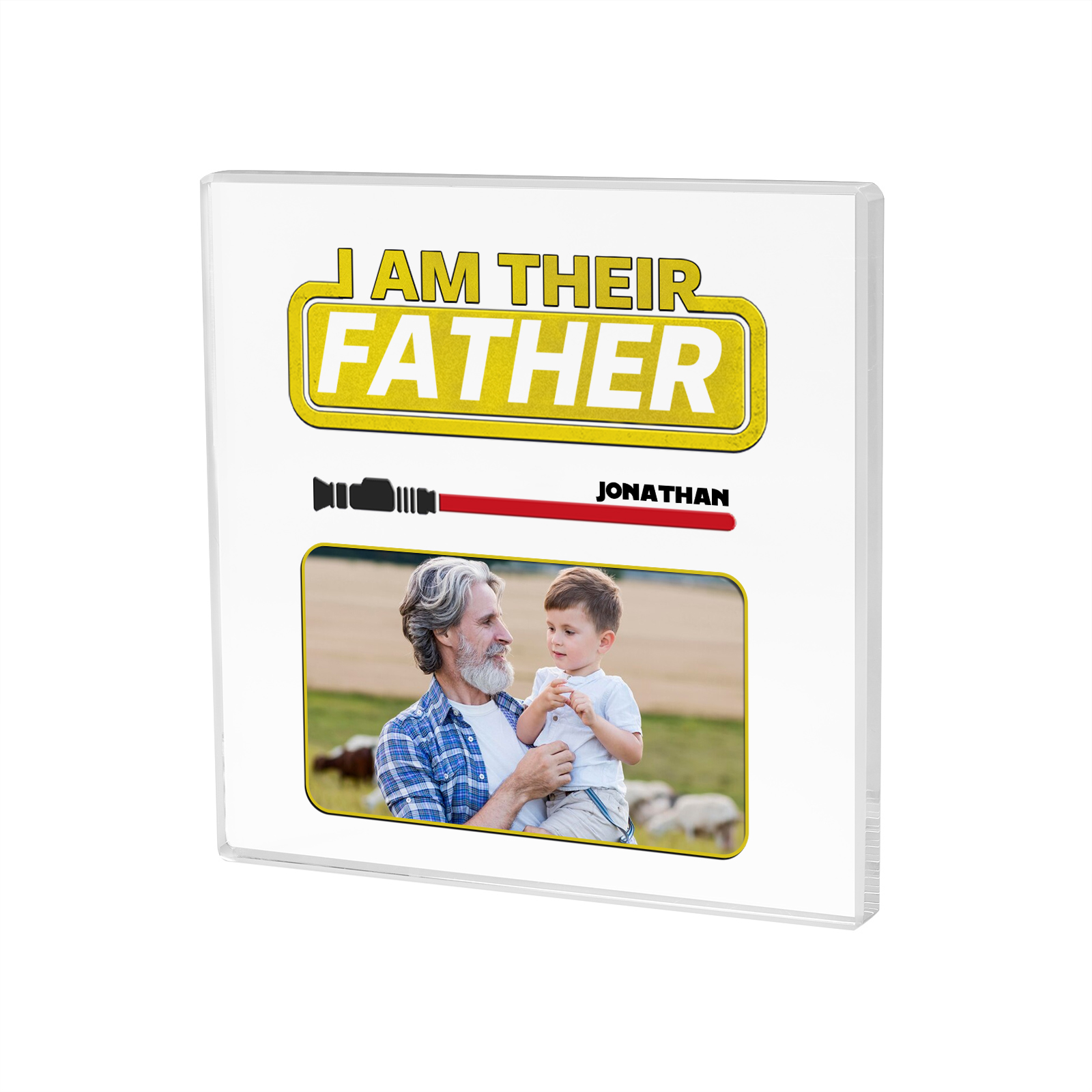 1 Name - Personalised Photo & Name Acrylic Square Keepsake Rectangle Plaque "I Am Their Father" Gifts for Dad-Jessemade AU