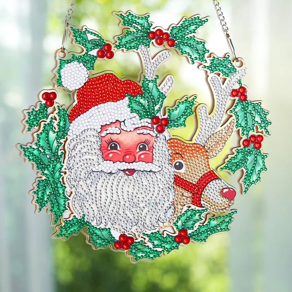 DIY Diamond Painting Art Hanging Wreath - Santa