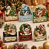 6Pcs DIY Pearl Diamond Painting Christmas Cards, 3D Greeting Card Craft Kits with Resin Pearls, Handmade Holiday Cards for Adults, Christmas Gifts & Decorations