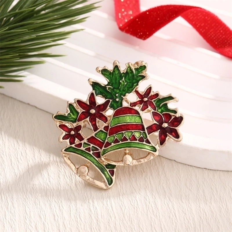 Cute Christmas Pin Bell Alloy Enamel Women’s Brooches