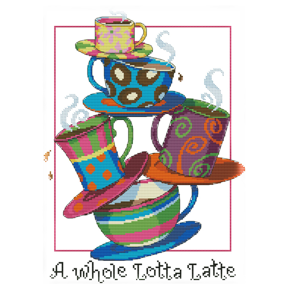 

Cups - 14CT Stamped Cross Stitch - 32*42CM, 501 Original