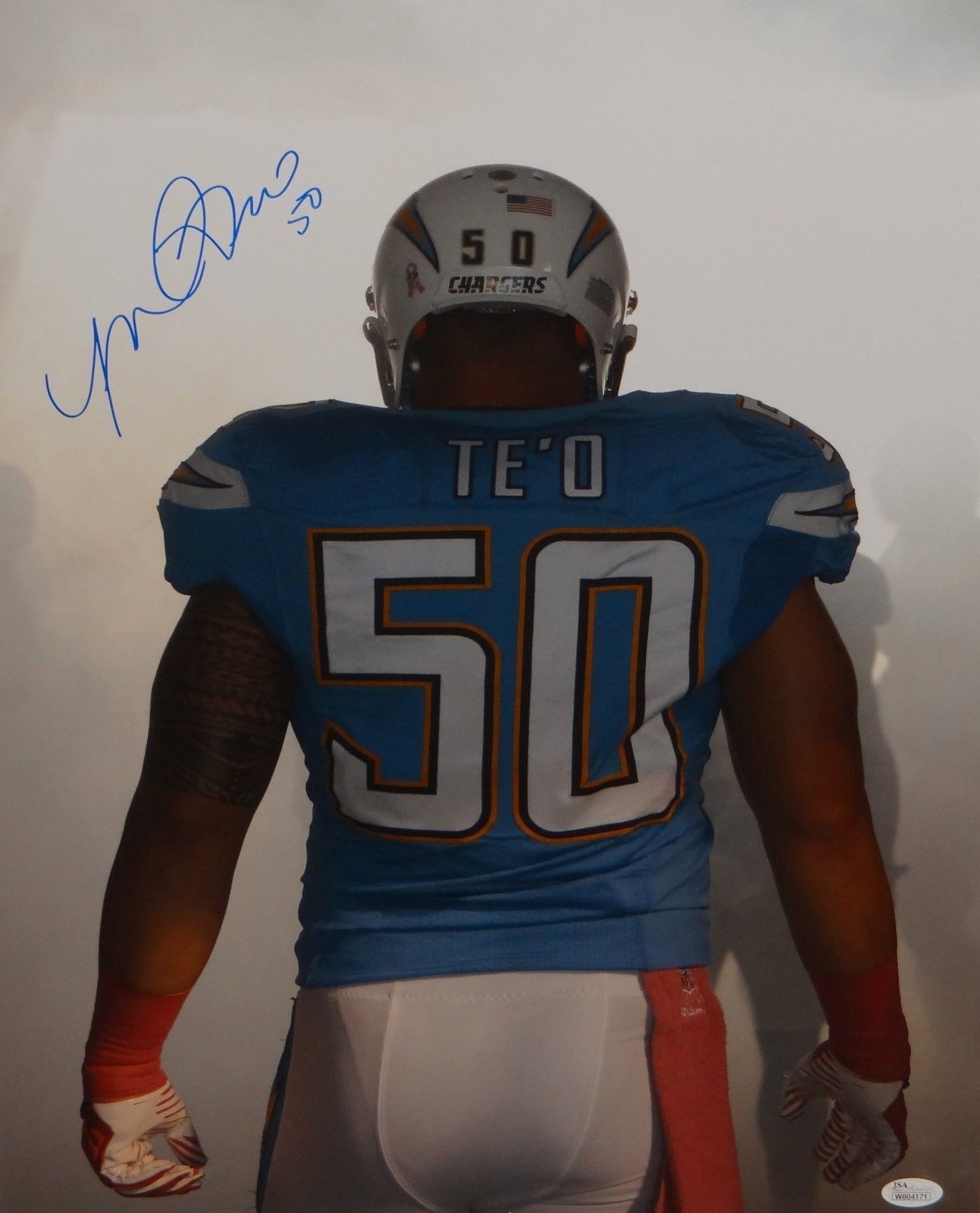 Manti Te'o Autographed 16x20 From Behind Chargers Photo Poster painting- JSA W Authenticated