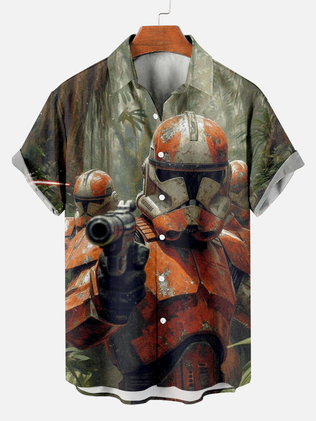 Men's comfortable relive the classic science fiction movie forest landscape print shirt PLUSCLOTHESMAN