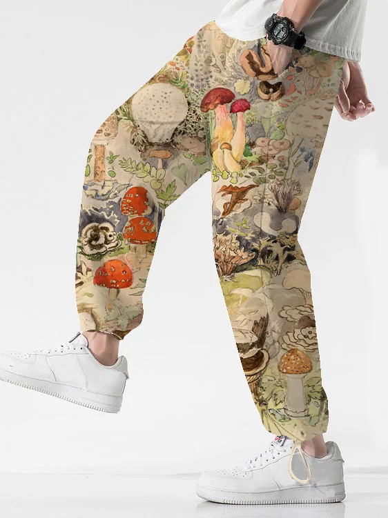 Men's The Types Of Mushroom All Over Print Casual Sweatpants