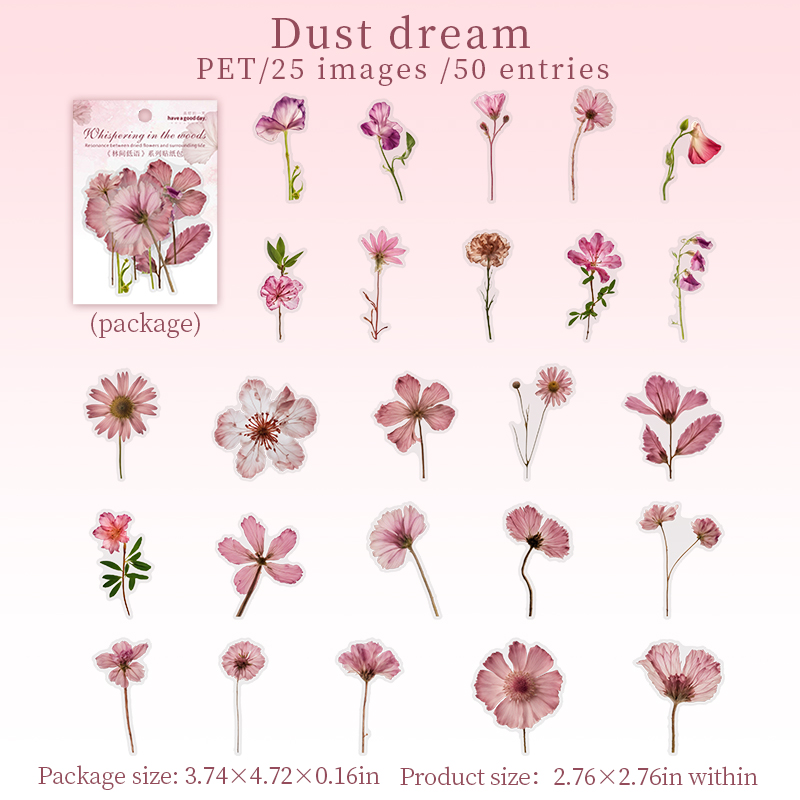 PET Sticker - Whisper in The Woods Series Vintage Dried Flower Landscape 