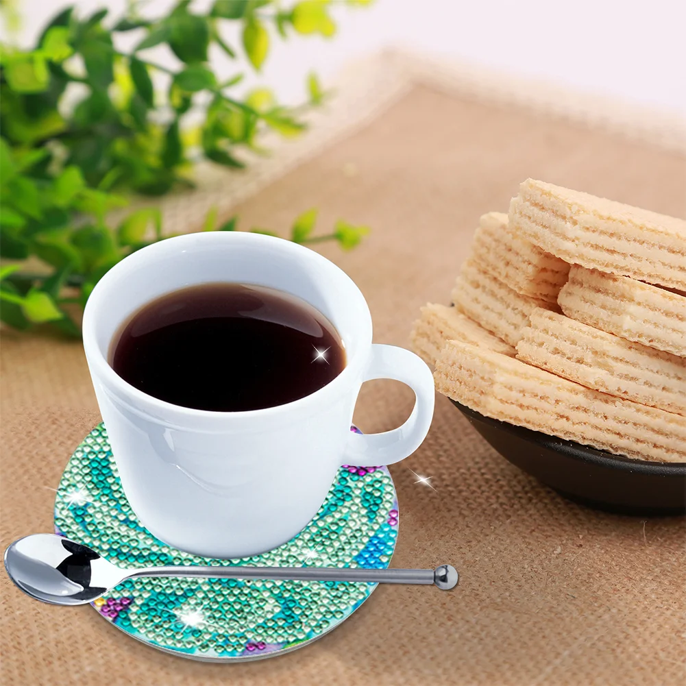 6pcs Flower Anti Slip Coasters with Holder DIY for Tabletop Protection