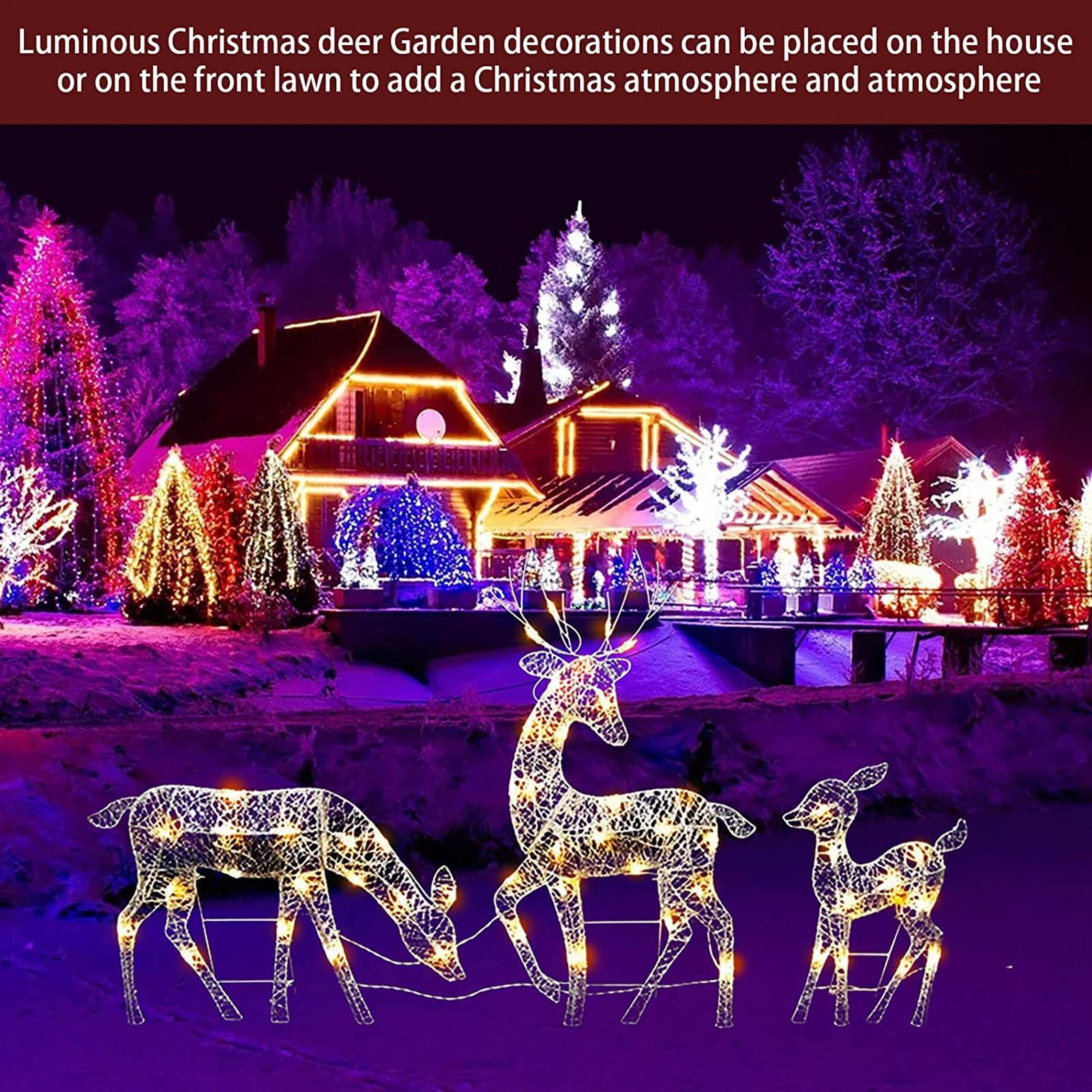 Tegooe Lighted Mesh Reindeer Christmas Yard Decor - Weatherproof LED Outdoor Display