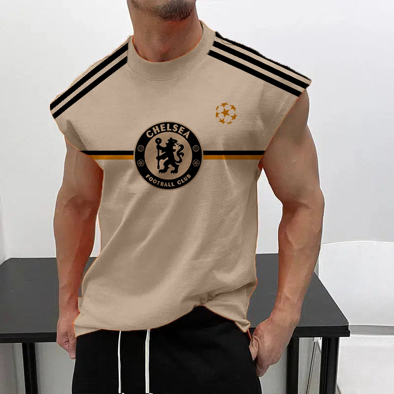 Men's Football Team Logo Print Jersey Casual Fitness Sleeveless Vest / TECHWEAR CLUB / Techwear
