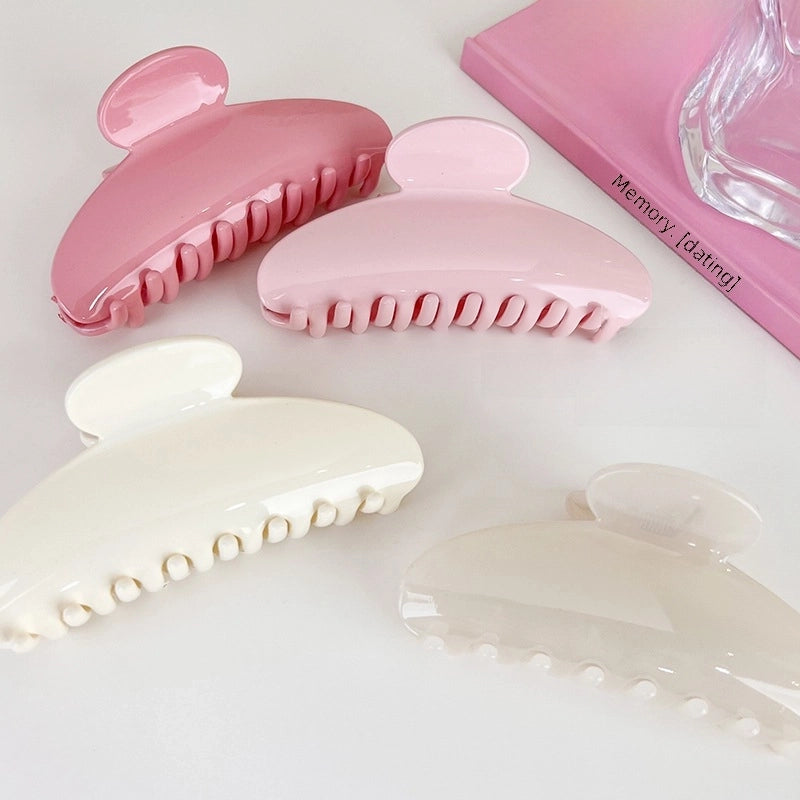 French Style Solid Color Elegant Semicircle Shark Clip Summer Fashion Acrylic Grip Large Pink Hair Updo Hairpin