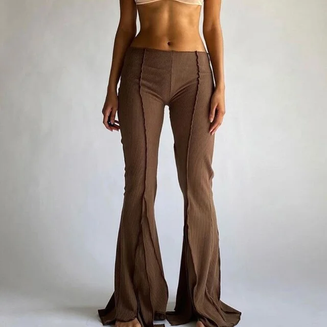 Ladies Stretch Flare Solid Fashion Flares Pant