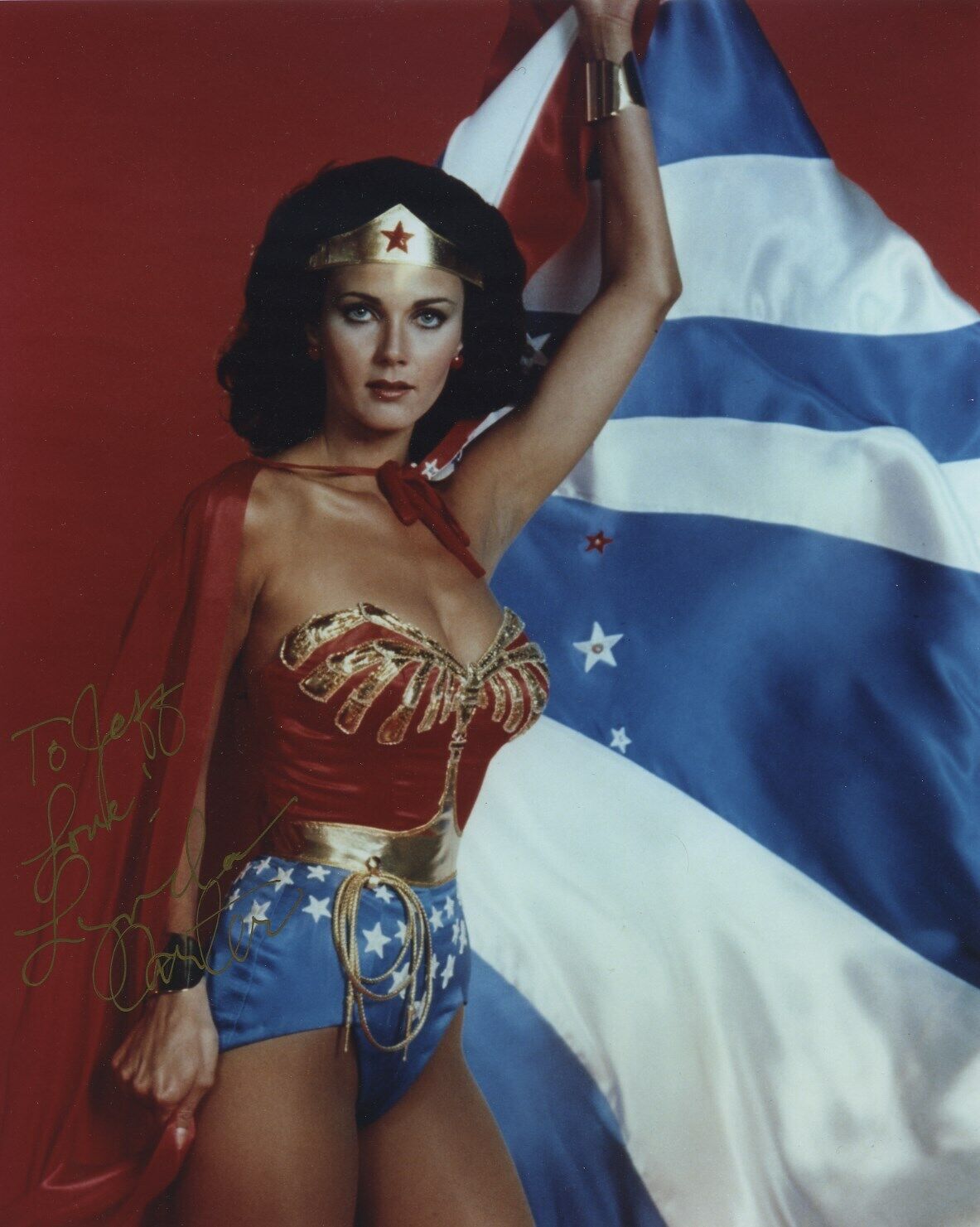 LYNDA CARTER SIGNED AUTOGRAPHED WONDERWOMAN COLOR Photo Poster painting WOW!! TO JEFF!