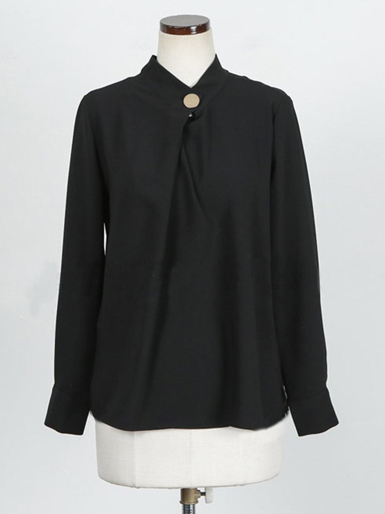 Casual Chiffon Long Sleeve Solid Color Shirt P1366189