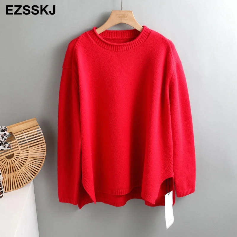 Autumn Winter splitside oversize thick Sweater pullovers Women 2021 loose cashmere turtleneck big size Sweater Pullover female