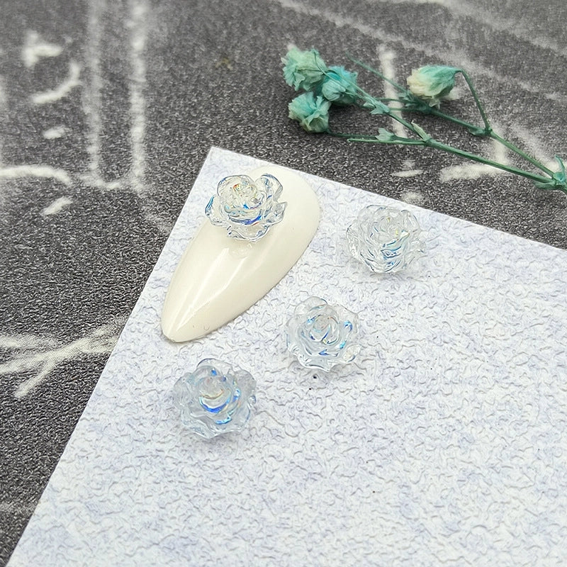 Sequin Nail Camellia Ornaments Ice Through Rose Nail Decorations DIY Three-dimensional Nail Accessories