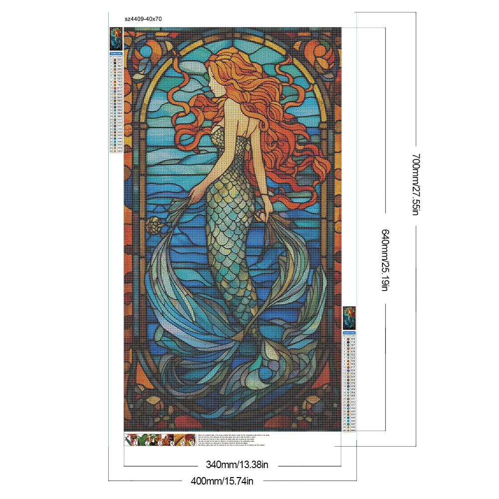 Diamond Painting - Full Round Drill - Stained Glass Mermaid(40*70cm)