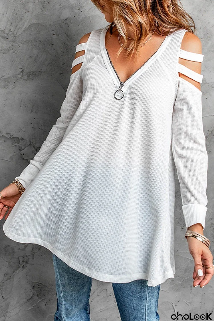 Casual White Long Sleeve Top