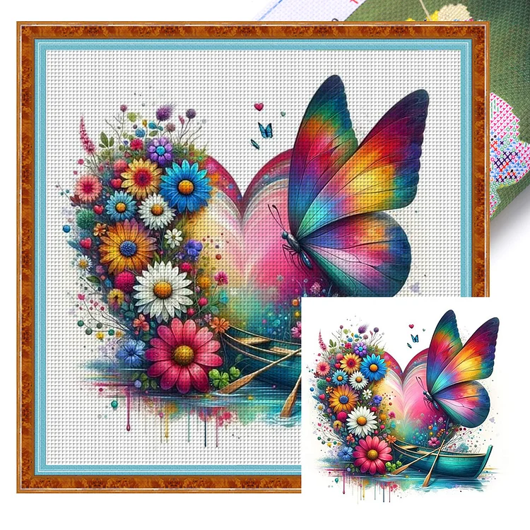 Butterfly Love Boat (40*40cm) 11CT Stamped Cross Stitch gbfke