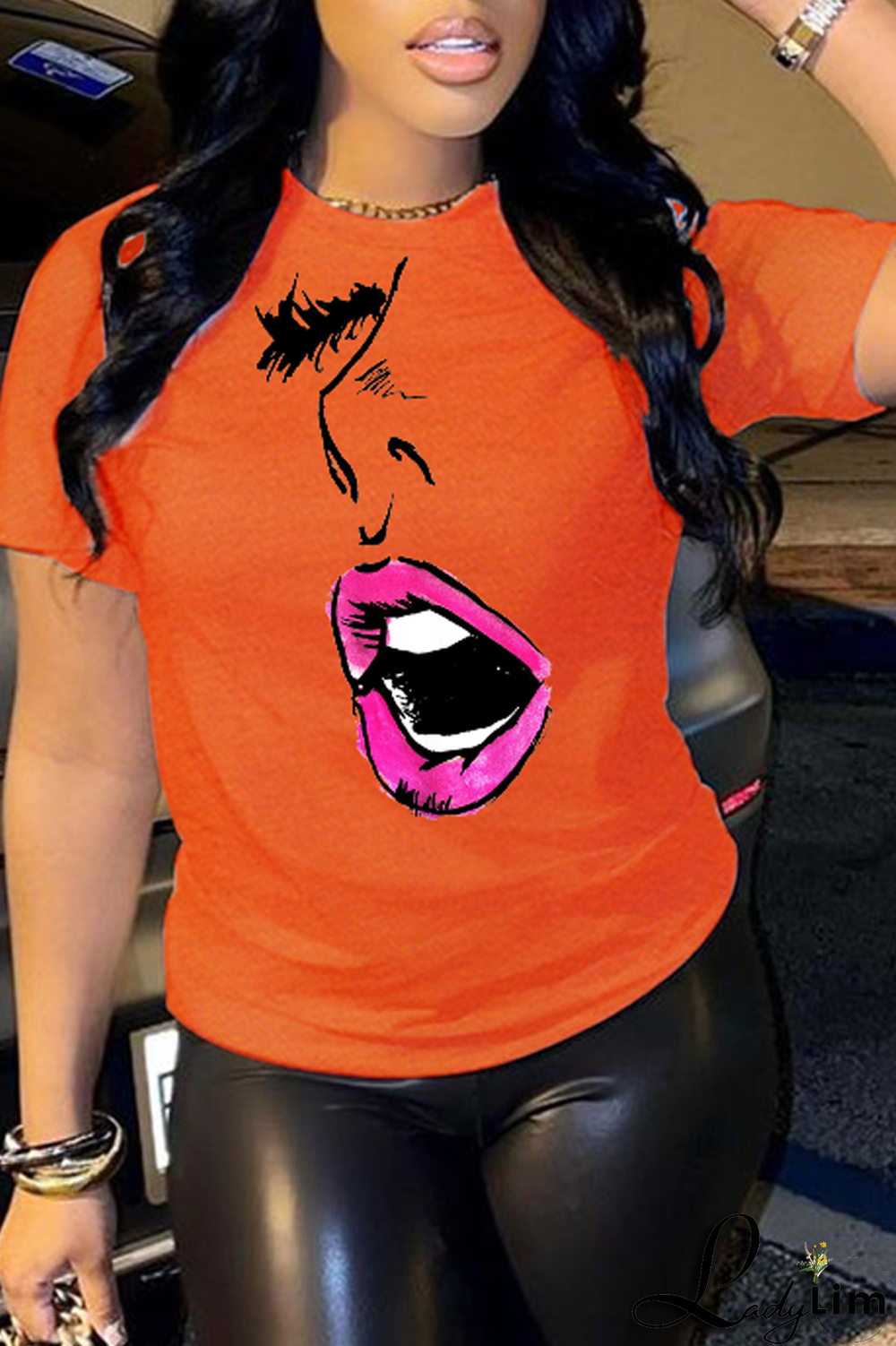 Navy Blue Casual Street Print Patchwork O Neck T-Shirts