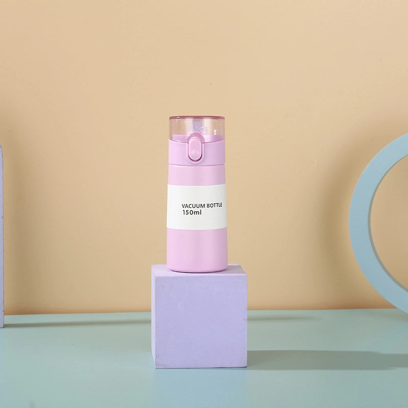 Straw Mini Pocket Cup 304 Stainless Steel Children’s Thermos Cup Cute Portable Straight Body Bounce Cover Water Cup