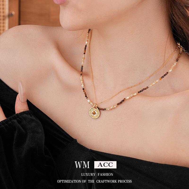 Medieval Round Geometric Copper Electroplating Necklaces