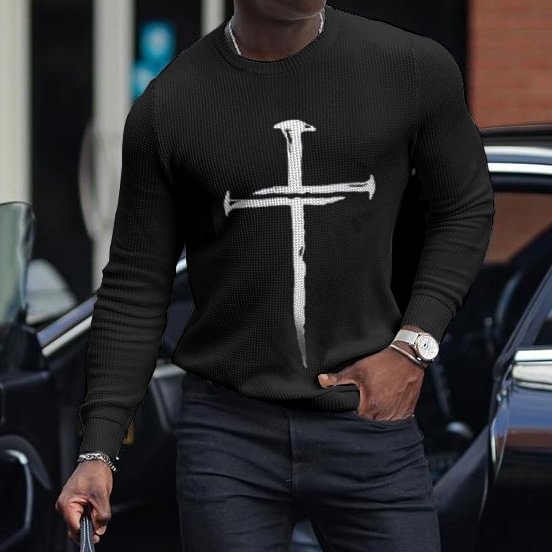 Mens Jesus long sleeve casual polo shirt