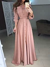 Simple Lace-Up Long Sleeves Maxi Dresses