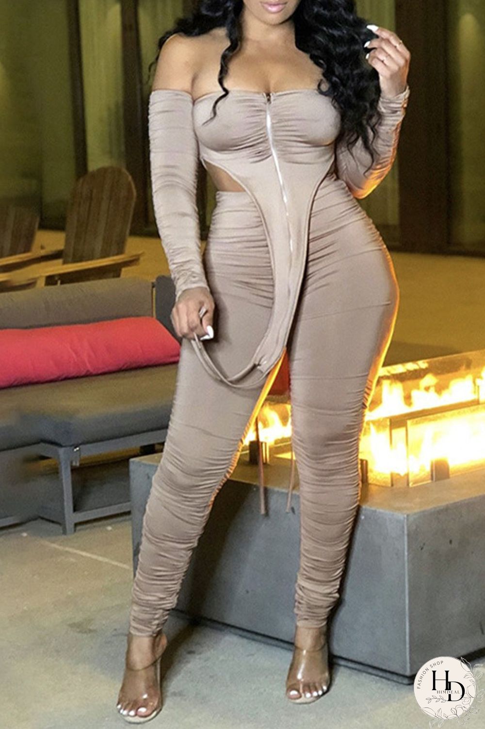 Black Sexy Solid Split Joint Bateau Neck Two Pieces