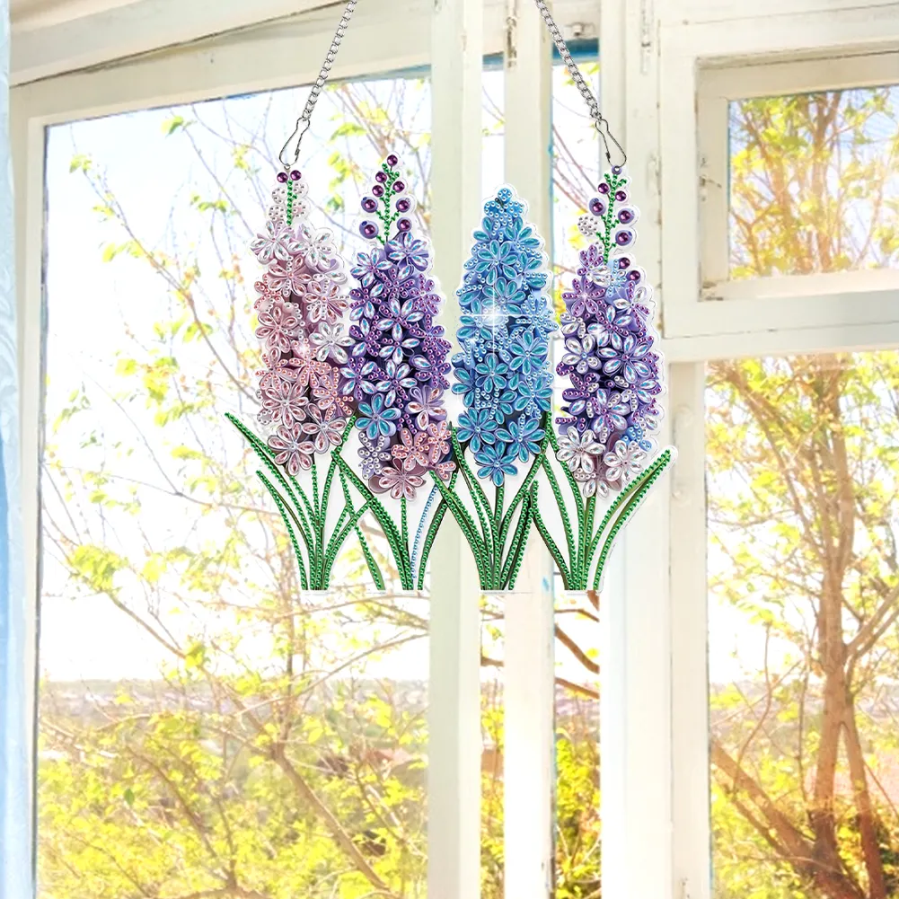 Lavender 2D Flat DIY Hanging Diamond Art Kits Window Hanging Art for Home Decor
