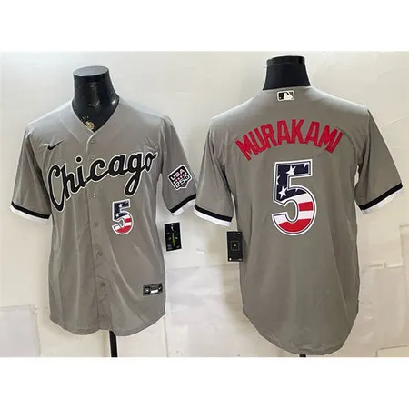 Youth Chicago White Sox #5 Munetaka Murakami Grey 2026 USA 250 Fourth of July Baseball Jersey