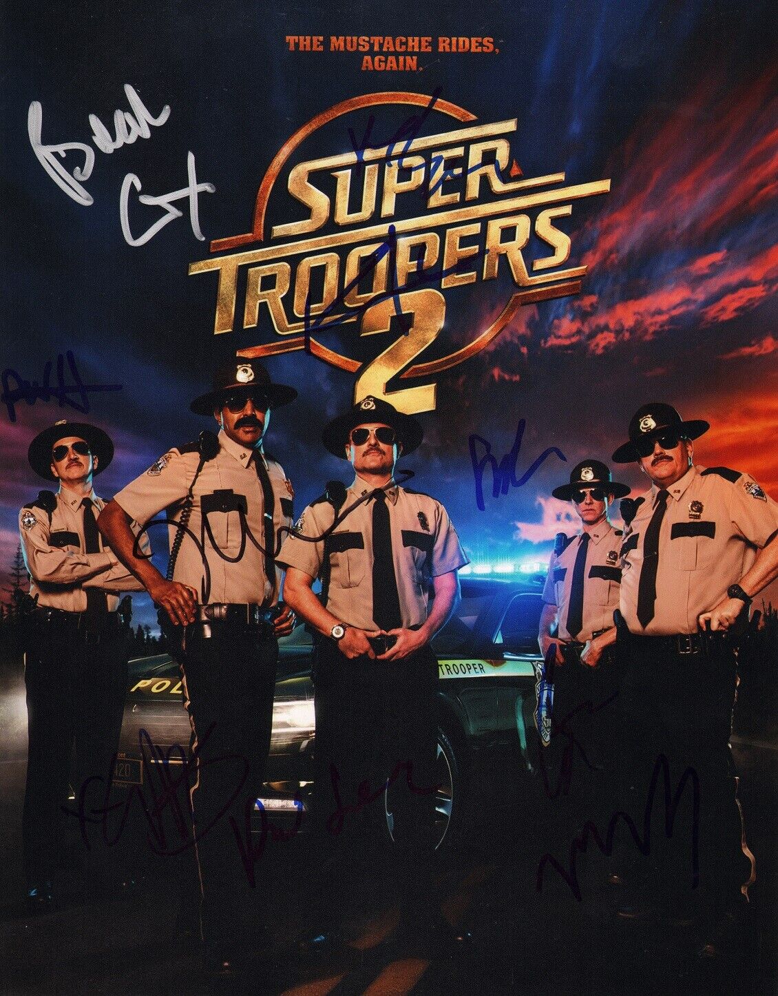 ~~ SUPER TROOPERS 2 Cast (x10) Authentic Hand-Signed BROKEN LIZARD 11x14 Photo Poster painting ~