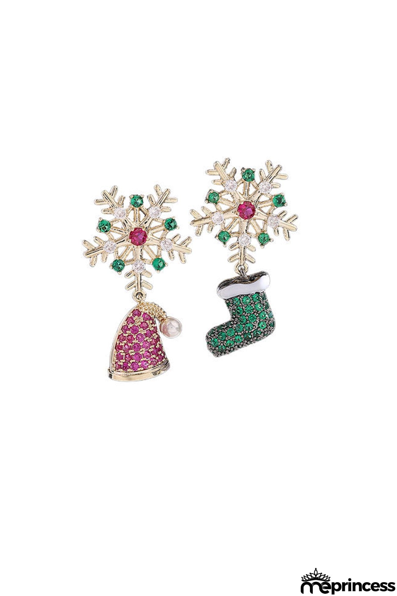Zircon Snowflake Hat Boots Earrings