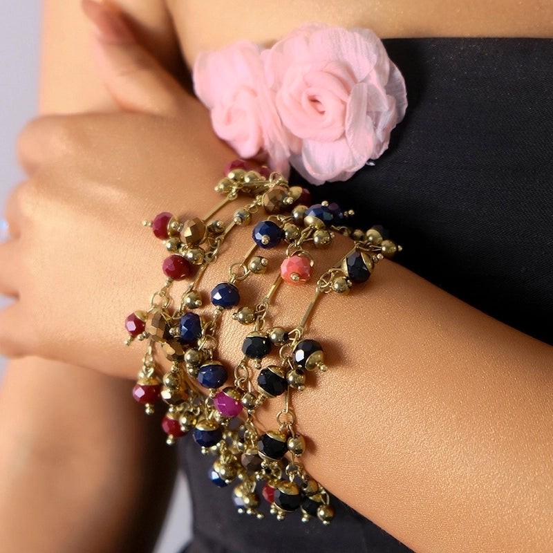 Elegant Streetwear Round 14K Gold Plated 304 Stainless Steel Artificial Crystal Bracelets