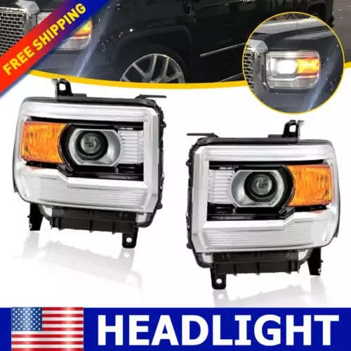 Dronehint Projector Headlight Headlamp Left & for 2015-2019 GMC Sierra 2500HD 3500HD Parts (For: GMC) Parts